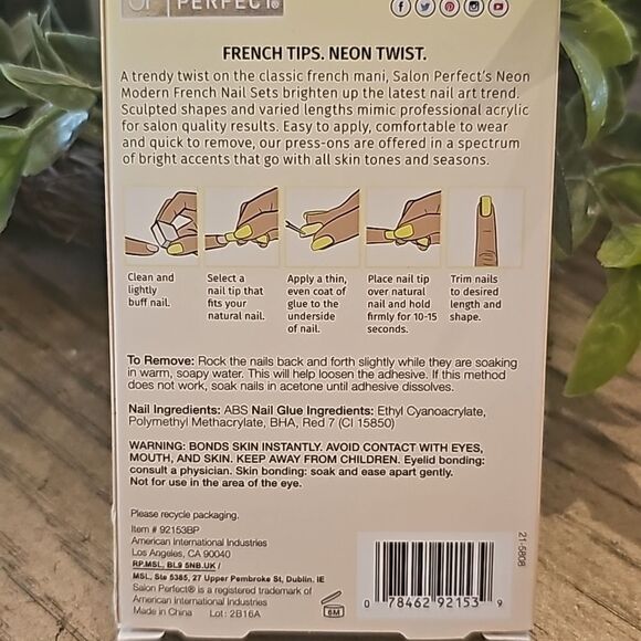 Neon French tip NWT coffin long cool.pink gloss - Picture 4 of 5